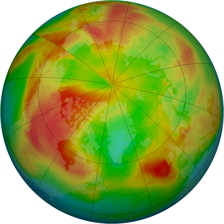 Arctic ozone map for 22 February 1994